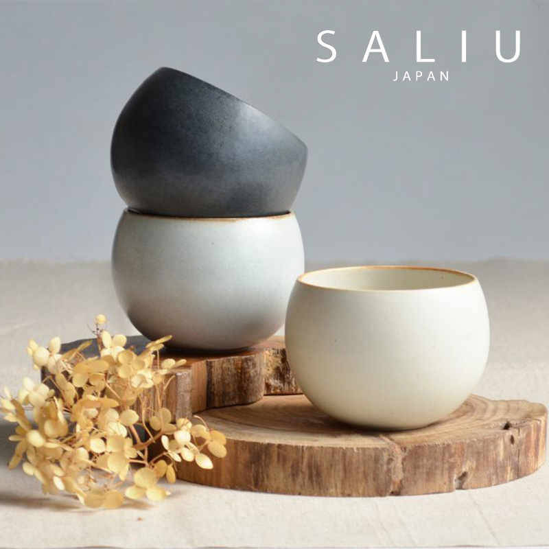 日本saliu陶瓷器复古手握蛋蛋杯咖啡拉花茶杯手作匠人四季香汤吞
