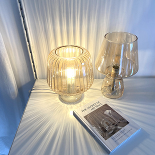 ins琥珀色装饰台灯半透明简约北欧客厅卧室书房气氛民宿家居摆件