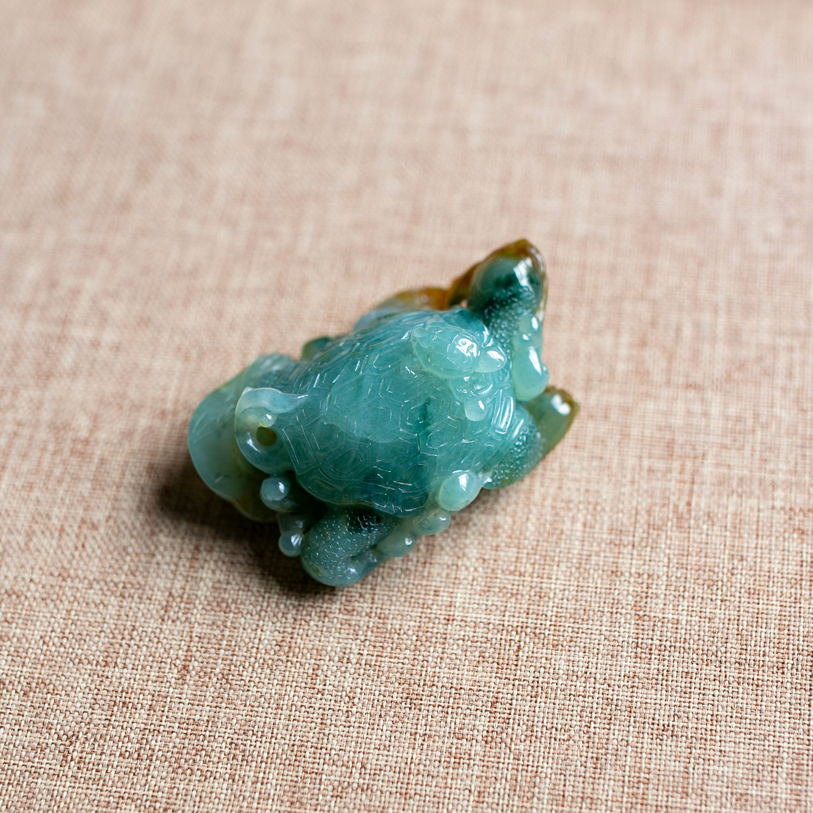 锦玉轩天然翡翠挂件吊坠黄翡糯种飘花寿龟fc154