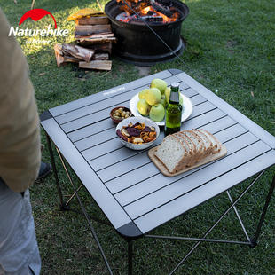 Naturehike挪客户外野营折叠桌超轻铝合金方形野餐桌露营便携桌椅