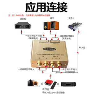 新品音频信号分配器一进三出隔离分配1分3无损音质音响分配器一分