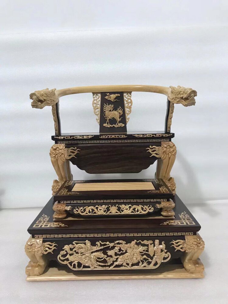 龙椅实木神像木雕坐椅佛像宝座神椅雕龙叠椅黑檀入桧木脱椅茄苳入