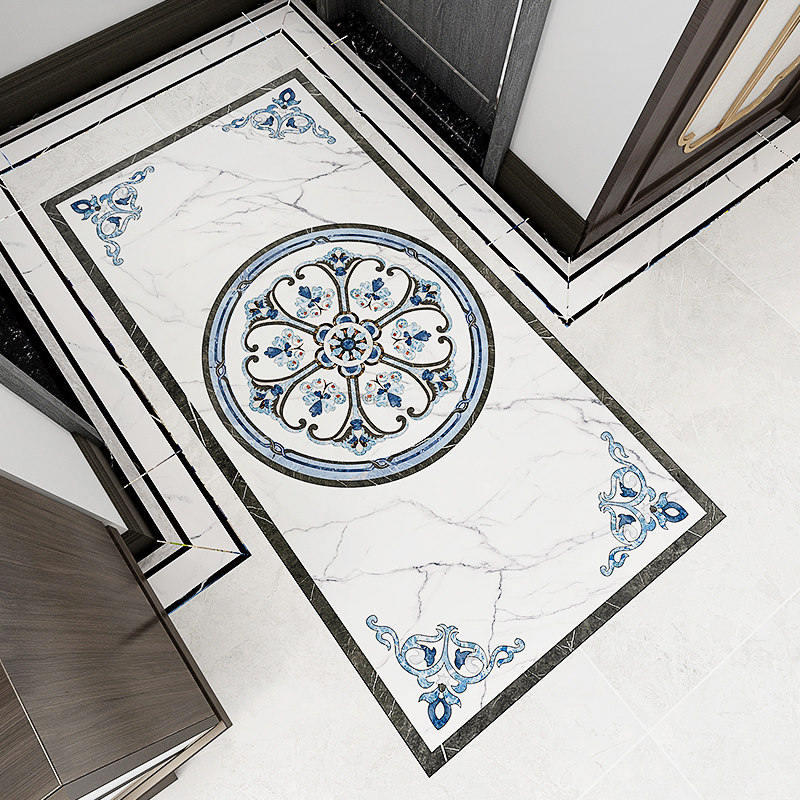 客厅地砖拼花瓷砖拼图贴纸自粘防水翻