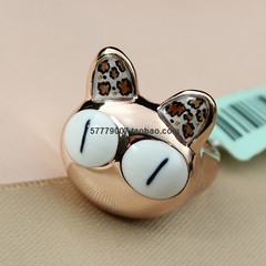 威妮华比拉专柜正品 新款可爱豹纹耳朵猫咪 戒指 指环 饰品 批发