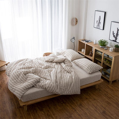 出口日本外单全棉毛巾布四件套纯棉条纹被罩床单1.5/1.8m床上用品