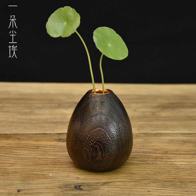 实木小花瓶 插花小花器 茶台摆件 花道小花插 茶桌装饰 茶宠茶道