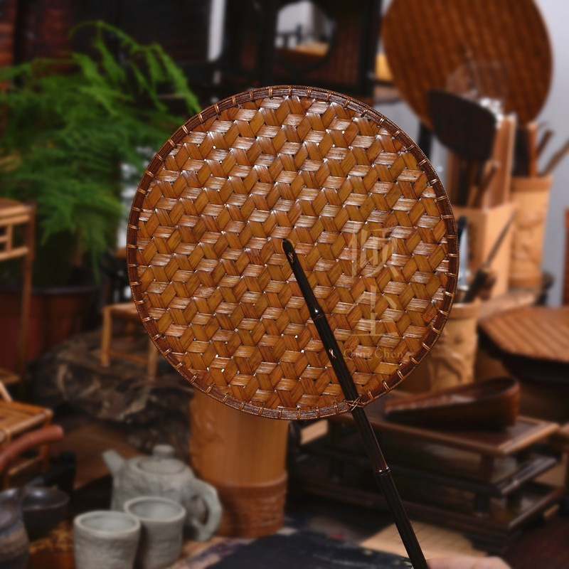 纯手工竹编扇子中式复古大漆腰扇团扇竹制加厚蒲扇古风复刻青蓖扇