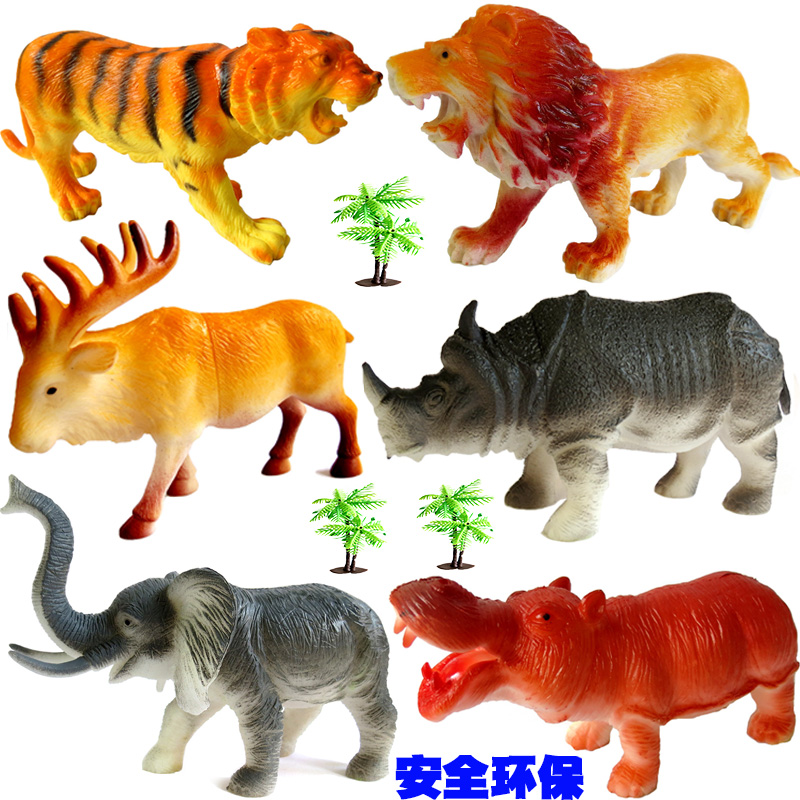 特大仿真软体动物模型暴虐老虎狮子大象河马犀牛 鹿 豹子儿童玩具