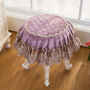 圆形坐垫套罩家用布艺化妆凳梳妆台欧式加棉坐垫可拆洗圆凳子套罩