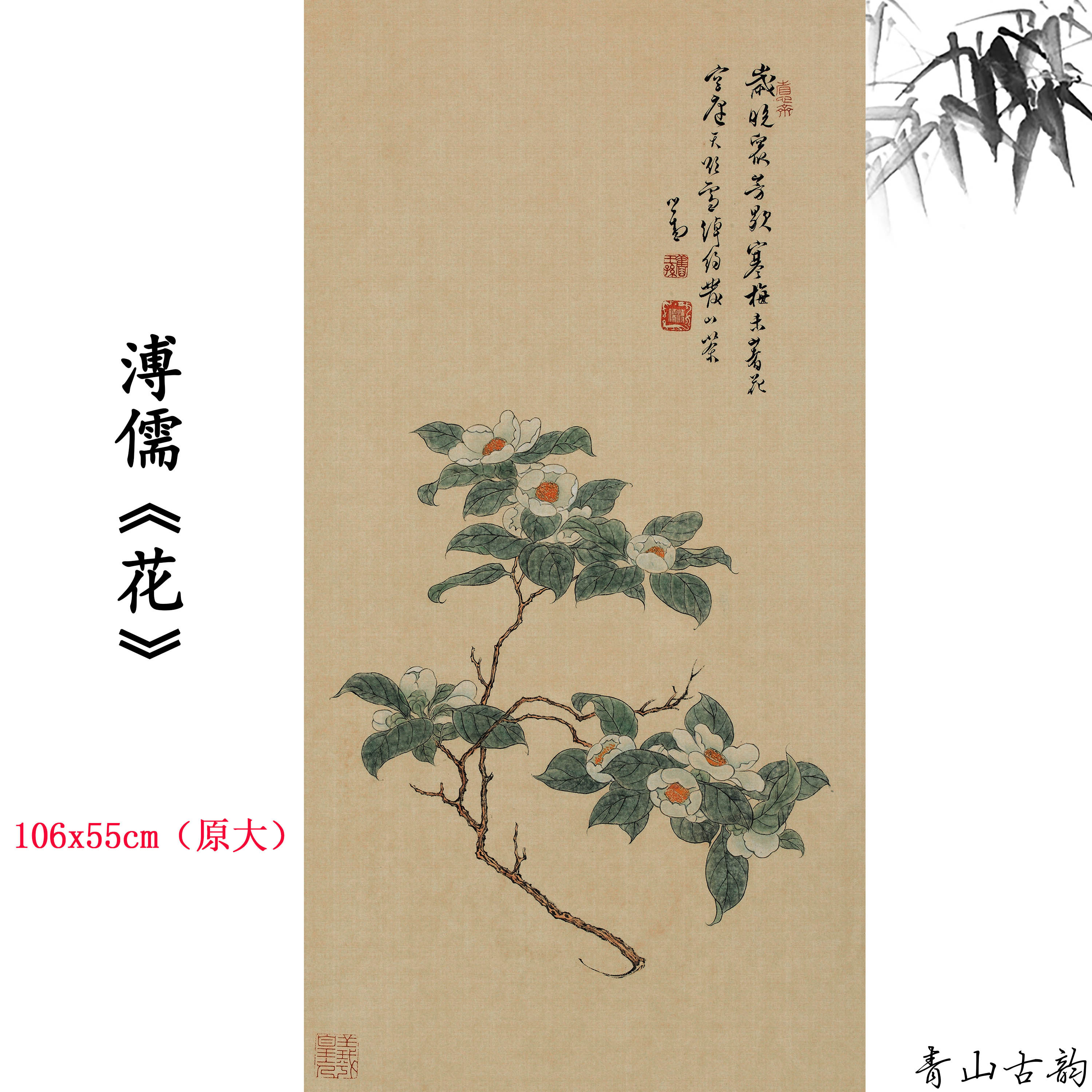 新品1:1清代 溥儒 《花》折枝花卉图中式装饰画国画高清微喷复制