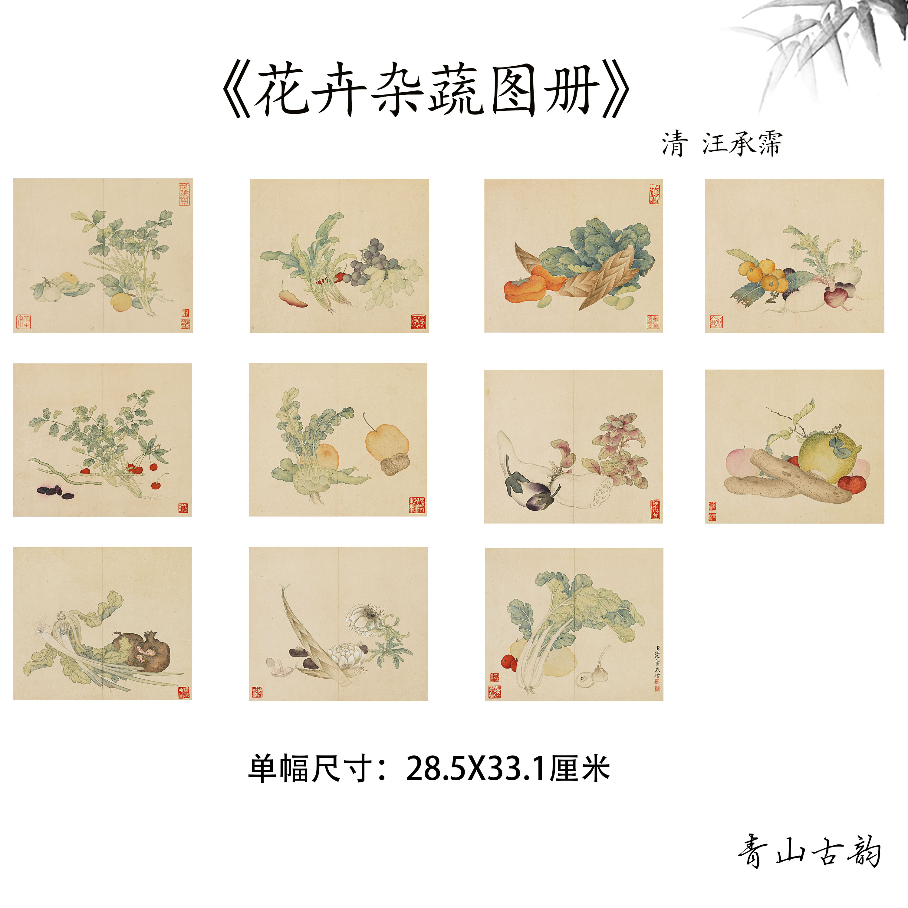 新品1:1清 汪承霈 花卉杂蔬图册