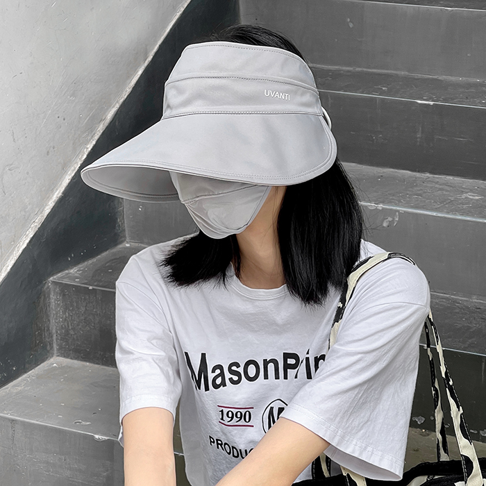 日本UV双面可戴大檐空顶帽子女夏季遮脸防晒帽防紫外线折叠太阳帽