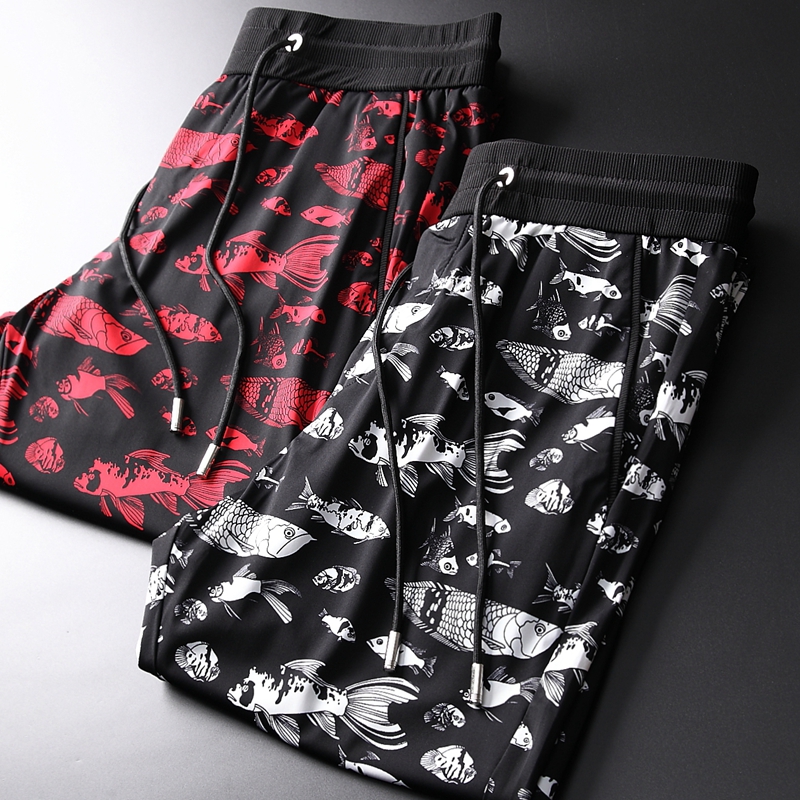Jett ' summer Silk sliding Anti wrinkle Arowana printing Drawstring Ankle banded pants man High elasticity Thin section Trend trousersin the Men's clothing, Casual pants category - from Buy2taobao.com to provide professional Taobao agent buy service