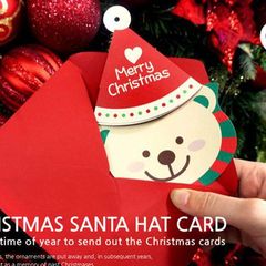 韩国新款圣诞老人卡片 可悬挂式创意贺卡礼品套装带信封-2款选