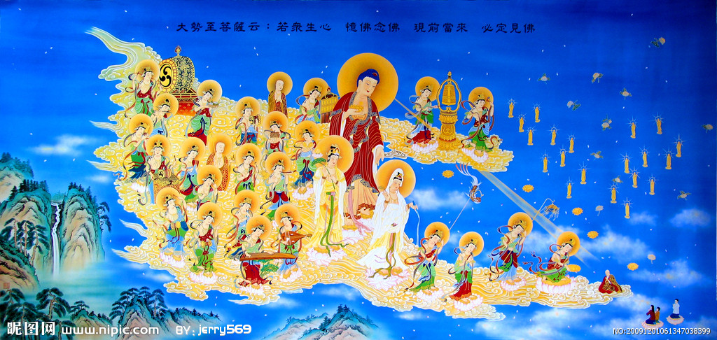 新款包邮客厅大画 dmc十字绣 佛教 万佛西方接引图