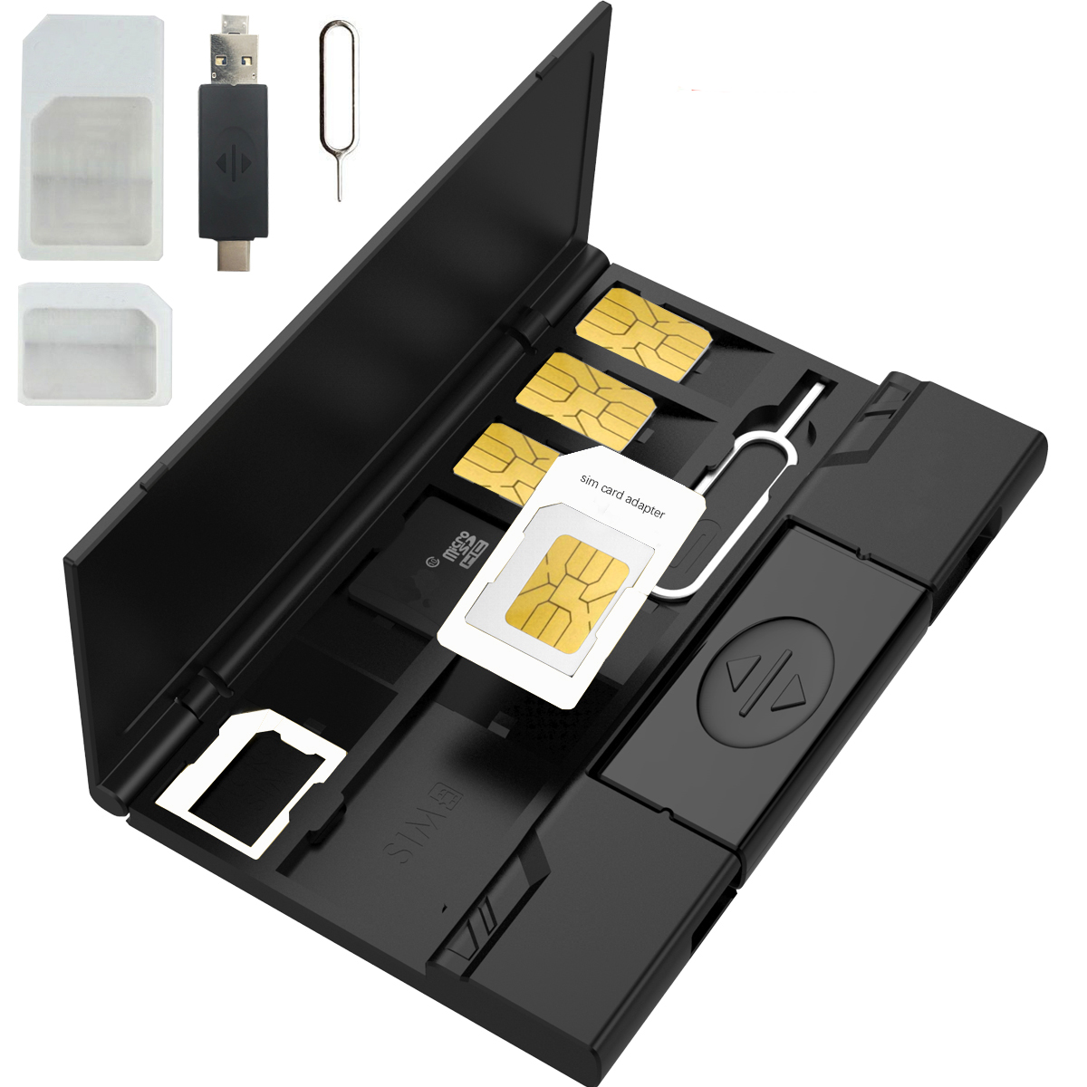 sim卡卡套还原卡盒手机nano卡托卡槽SD卡收纳器小卡转大卡usb2.0