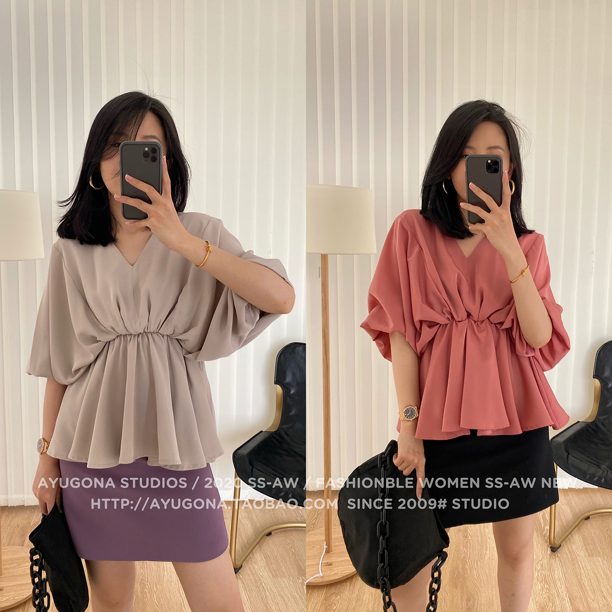AyuGona Homemade shopkeeper /Romantic grace Fashionable romantic V-neck Waist jacket TOP/2 colourin the Women's clothing/Boutique , Shirt category - from Buy2taobao.com to provide professional Taobao agent buy service