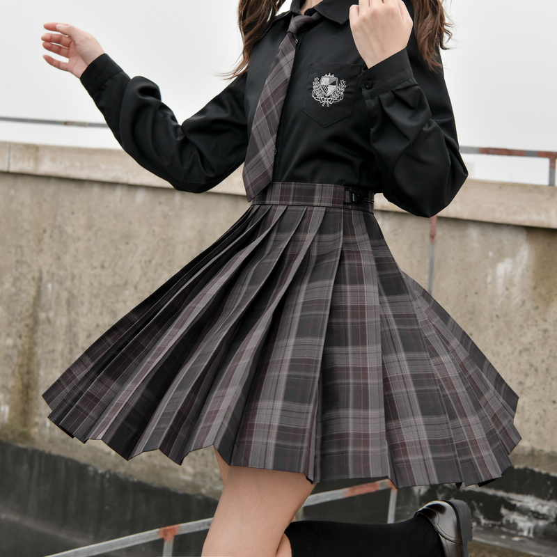 潜意识原创森女部落正版jk制服格裙暗黑系格子裙半身裙a字裙春秋