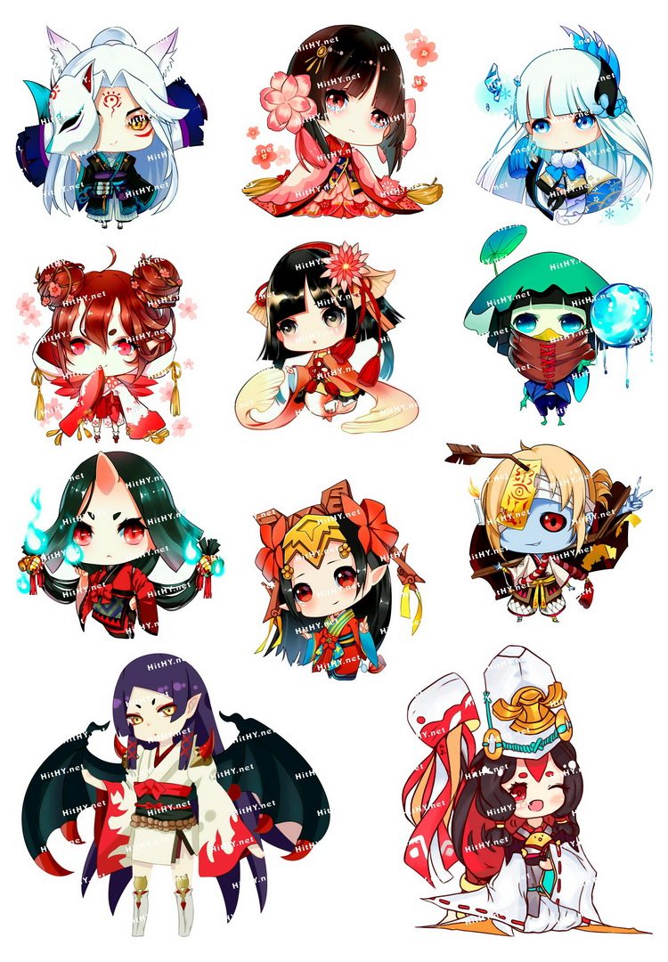 小号f0252-40阴阳师q版卡通动漫电脑手机旅行拉杆箱贴纸防水
