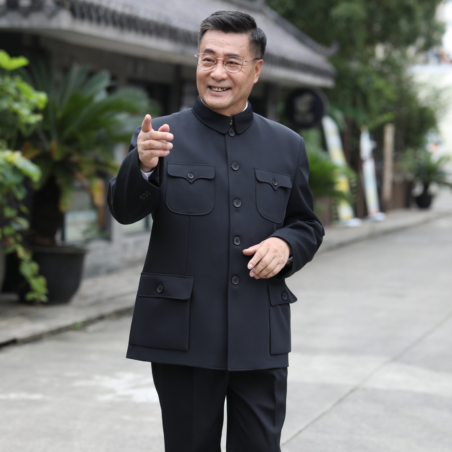 中山装男秋冬装套装爸爸装中山服装男老年人中山服爷爷装老式外套