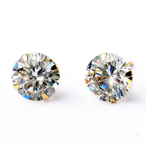 韩国进口纯14k黄金超闪3mm瑞钻情侣耳骨小圈耳环耳钉现货特价促