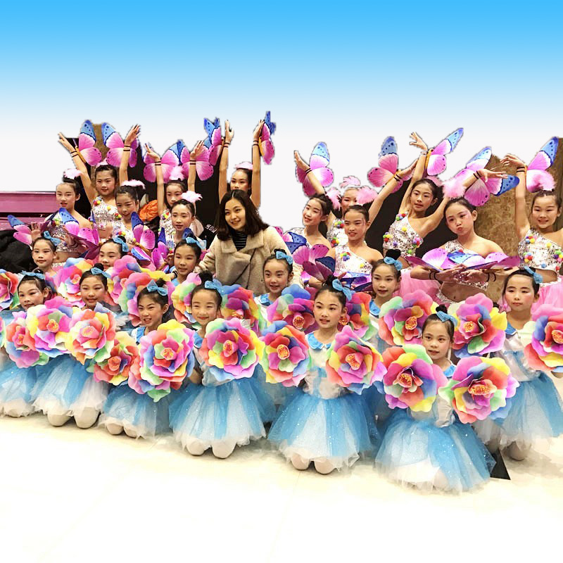 七彩牡丹花道具儿童舞蹈演出手拿花运动会开幕入场创意幼儿园跳舞