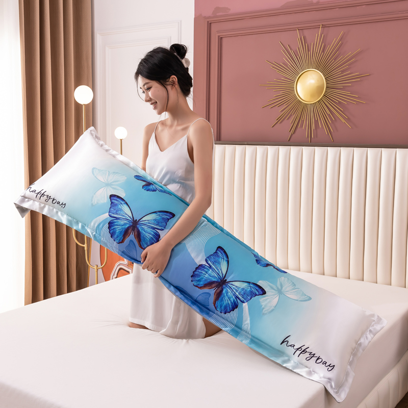 可水洗冰丝双人枕套1.2m夏季情侣加长枕头套1.8米丝滑枕芯套1.5