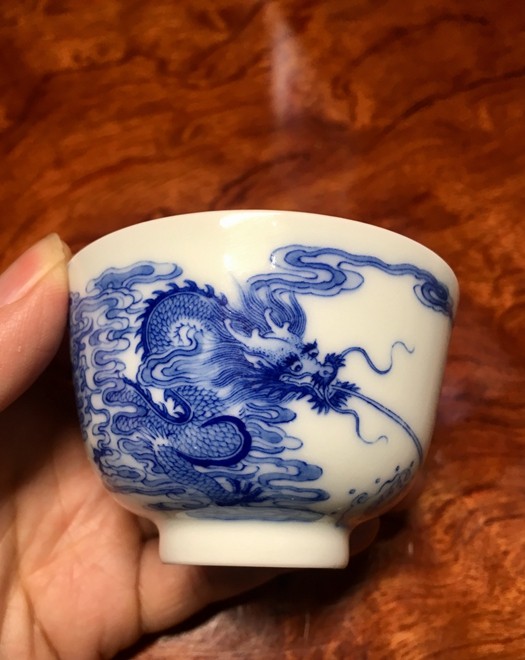 景德镇 九段烧九段心传妙手青花 龙腾至雨 茶杯茶杯 品杯茶壶盖碗
