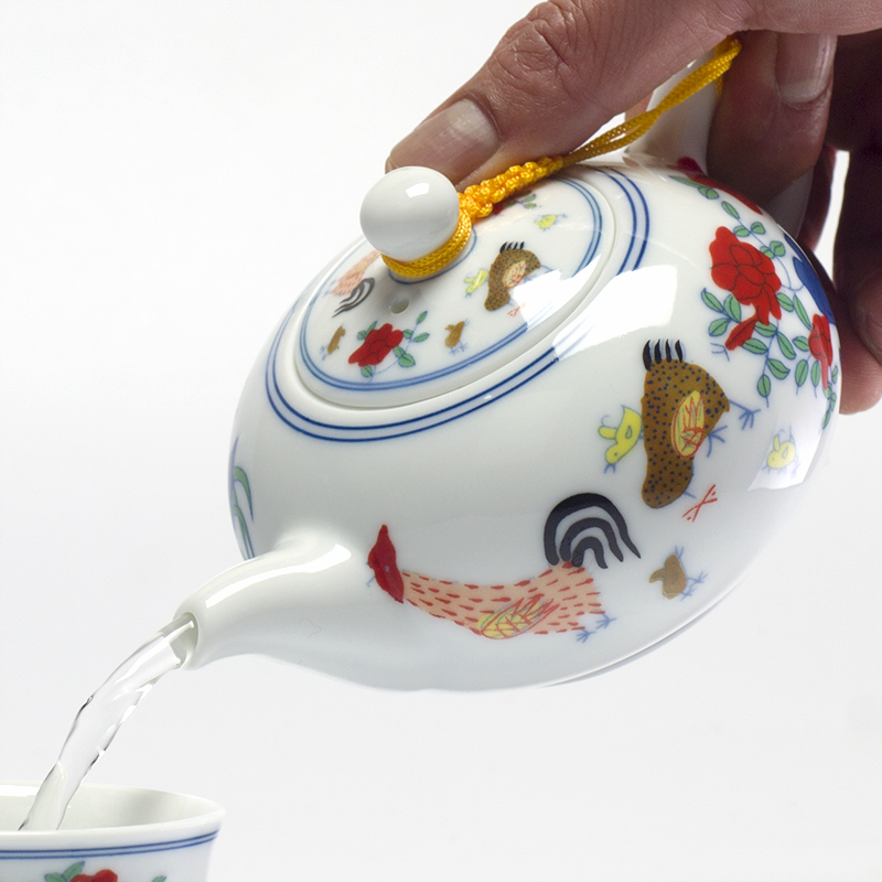 成化斗彩鸡缸杯泡茶壶功夫茶具套装小单壶家用陶瓷过滤花茶冲茶器