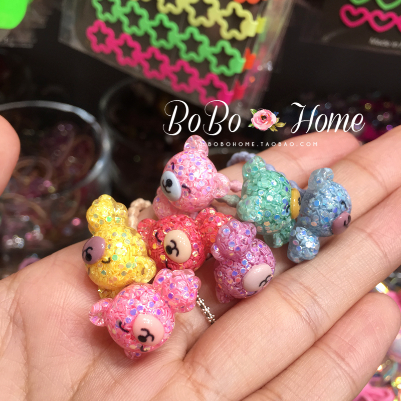 韩国bebe prince儿童发饰 彩色亮片小熊发圈不伤发皮筋发绳小头绳|ruв категории Детская одежда, детей аксессуары, шпилька - от Buy2taobao.com для оказания профессиональной услуги покупки агента Taobao