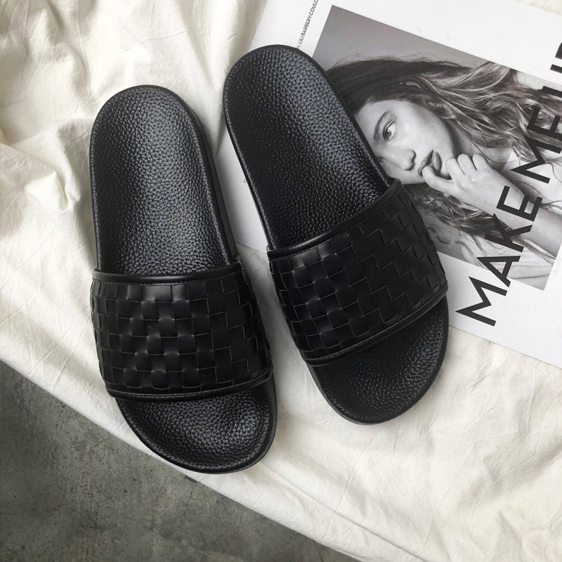 2022夏季新款时尚外出穿平底黑色编织懒人复古ins潮一字凉拖鞋女