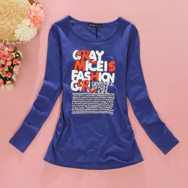 新款女装秋冬韩版彩蓝弹力打底衫时尚针织休闲长袖T恤衫