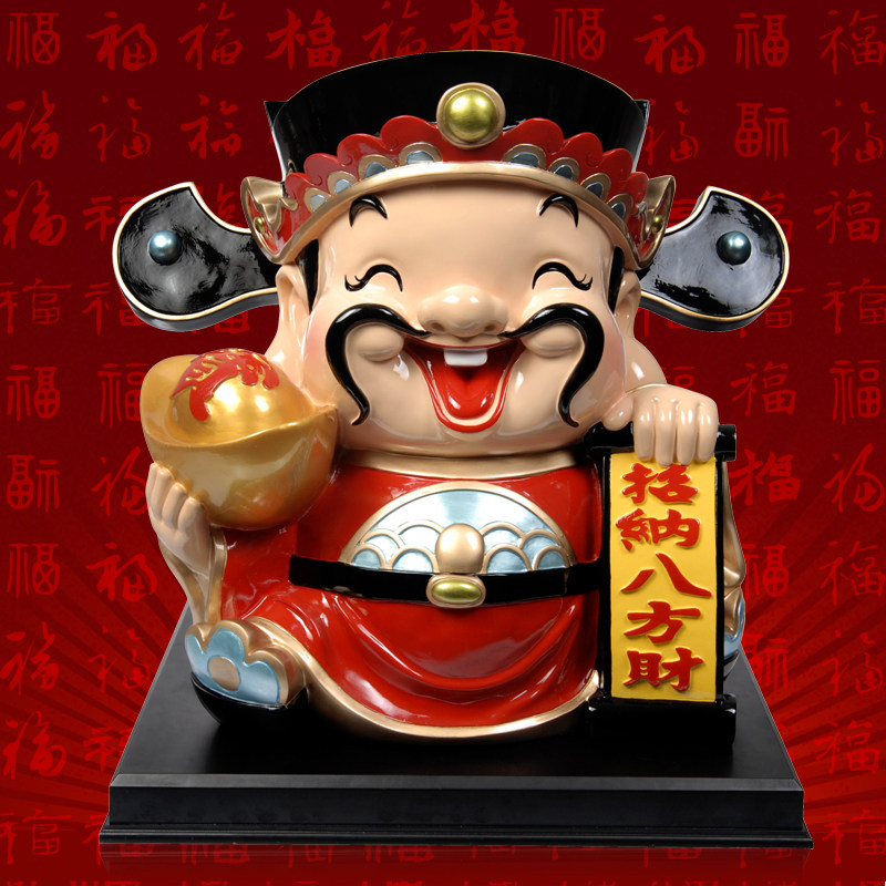 财神摆件招财神爷佛像存储钱罐客厅家居旺铺开业收银前台礼品装饰
