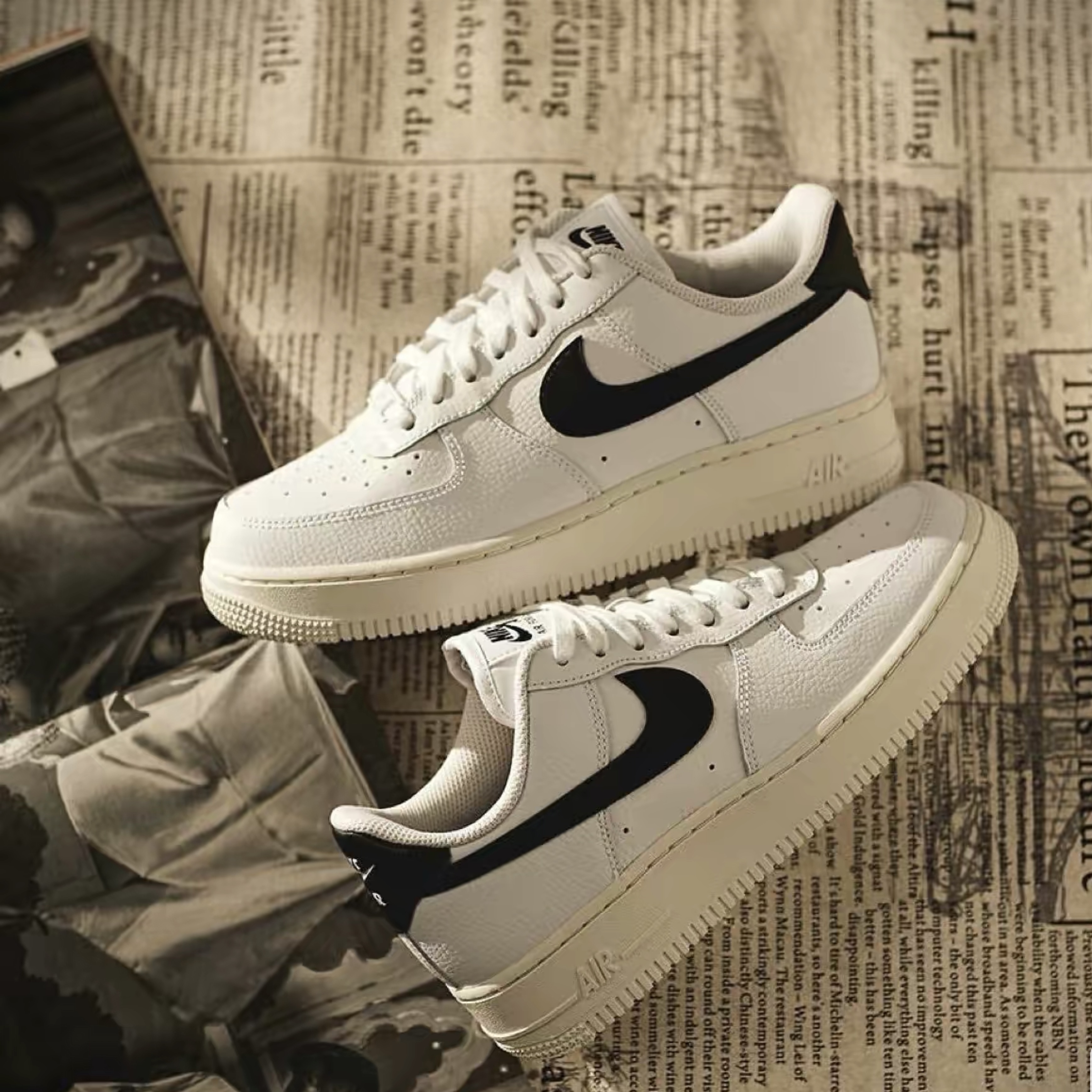 nike air force 1 af1空军一号小权志龙黑白女低帮板鞋315115-165