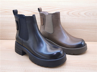 2022豪行秋冬新款正品真皮短靴烟管靴简约舒适中跟女单靴22485202