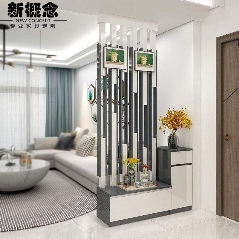 玄关用屏风还是柜子,鞋柜上做小屏风,屏风好还是隔断柜好_大山谷图库