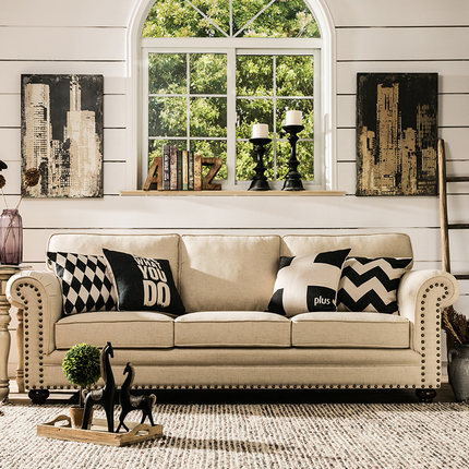土豆窝美式乡村风格小户型客厅沙发