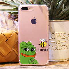 可爱创意情侣青蛙苹果6s手机壳iphone7plus全包透明防摔保护套潮
