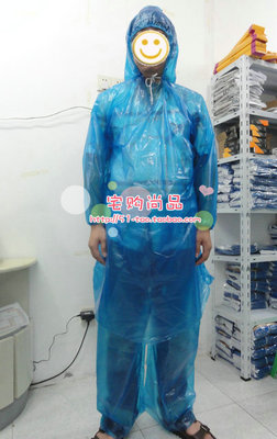 厂家 加厚一次性雨衣 分体 雨裤套装 带帽绳袖口收紧5丝 漂流