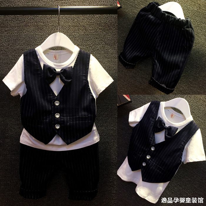 7男童绅士马甲假两件套3儿童小西装2潮4夏款5短袖礼服套装6岁男孩在类目 童装/婴儿装/亲子装, 套装中 - 来自Buy2taobao.com提供专业的淘宝代购服务