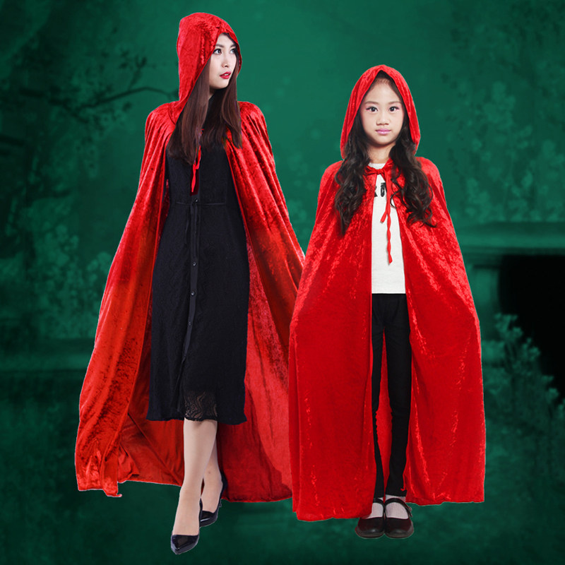 万圣节儿童服装大童小红帽披风角色扮演公主成人斗篷舞会演出服饰