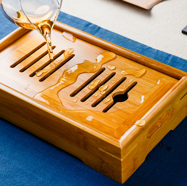 功夫茶台竹子茶盘嵌入式迷你小茶台竹托盘茶托干泡台茶海优质简约