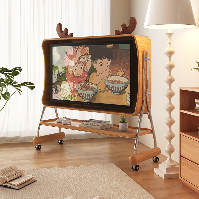 现代简约鹿鸣小户型客厅卧室43/55/65寸复古落地可移动高脚电视柜
