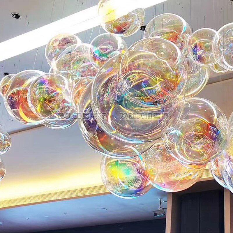 傲美彩色玻璃球吊饰售楼部沙盘酒店大堂空中装置艺术创意挂件定制