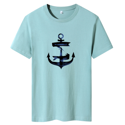 夏季男士短袖t恤潮流潮牌宽松纯棉衣服2021新dt4706-大船锚-p15