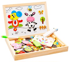 儿童拼图玩具木质磁性拼拼乐画板宝宝早教益智积木玩具2-3-5-6-7