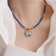 新中式高级仙鹤贝母圆牌天然石串珠项链女锁骨链礼物饰品小众设计