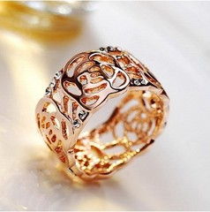 想你同款韩版韩国镂空玫瑰花水晶食指戒指生日情人节礼物