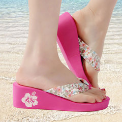 夏季潮韩版女防滑沙滩夹脚高跟厚底坡跟松糕人字拖凉拖沙滩鞋拖鞋