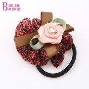 Baojing ponytail fabric circle flower rhinestone jewelry elastic hair band braid rope Korea hair jewelry